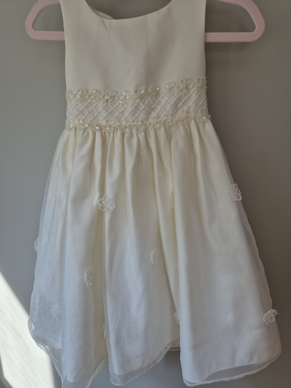 Ivory Floral Appliqué Girls' Dress 4T
